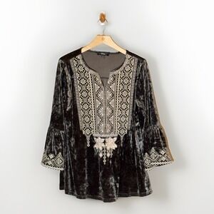 andree Romantic embroidered top women's m Velvet Bohemian Fairycore Goblincore
